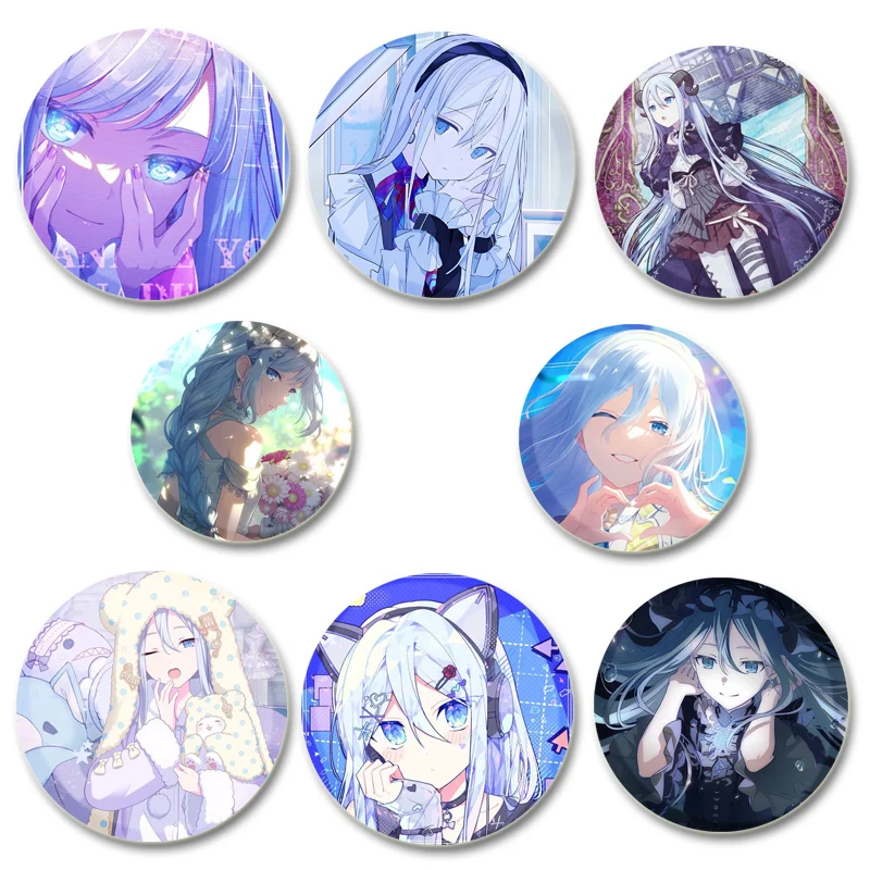 Project SEKAI HD Print Badge Yoisaki Kanade Cartoon Round Display Lapel Pins Jewelry Handmade Brooches for Gift Accessory