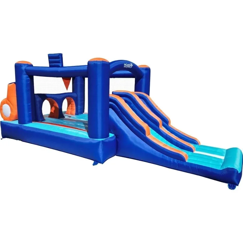 

Inflatable Obstacle Course Bounce House with Racing Slides,Large Jumping,Tunnels and Climbing with Blower