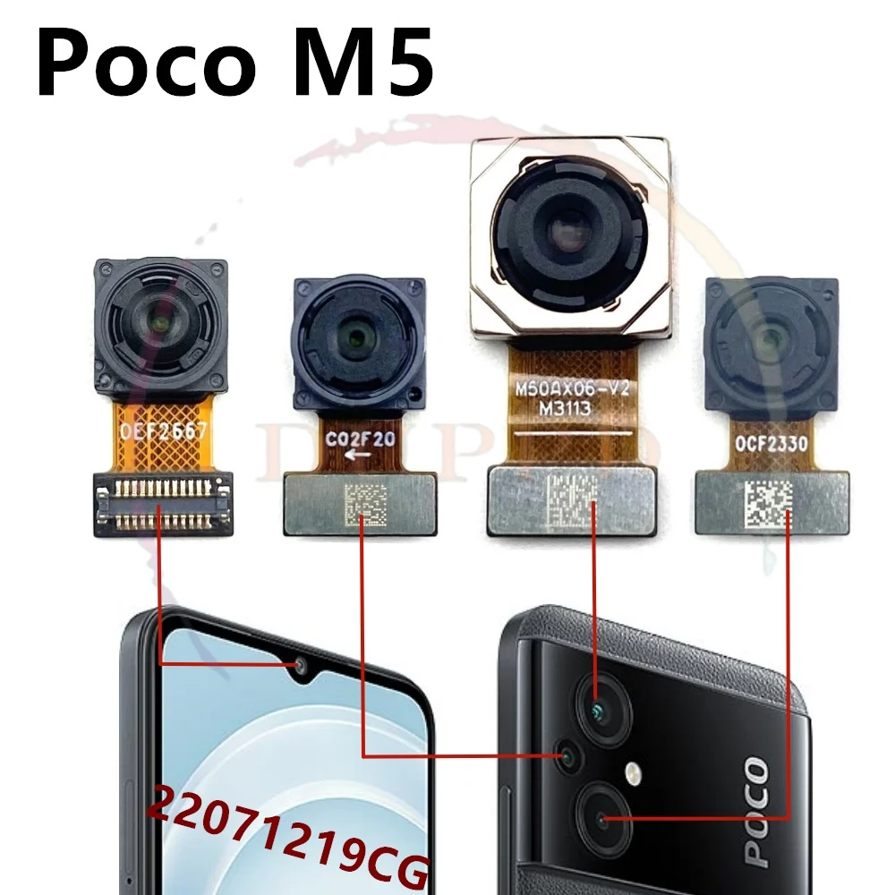 Front Back Main Camera For Xiaomi POCO M5 M5s Frontal Facing Seilfie Small Primary Big Rear Camera Flex Cable