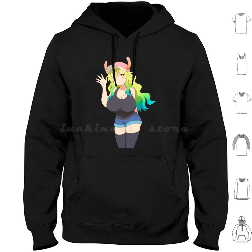 Sexy Lucoa ( Quetzalcoatl ) Lewd Boobs Dragon Maid Busty Hentai Ecchi Hoodie Cotton Long Sleeve Quetzalcoatl Waifu