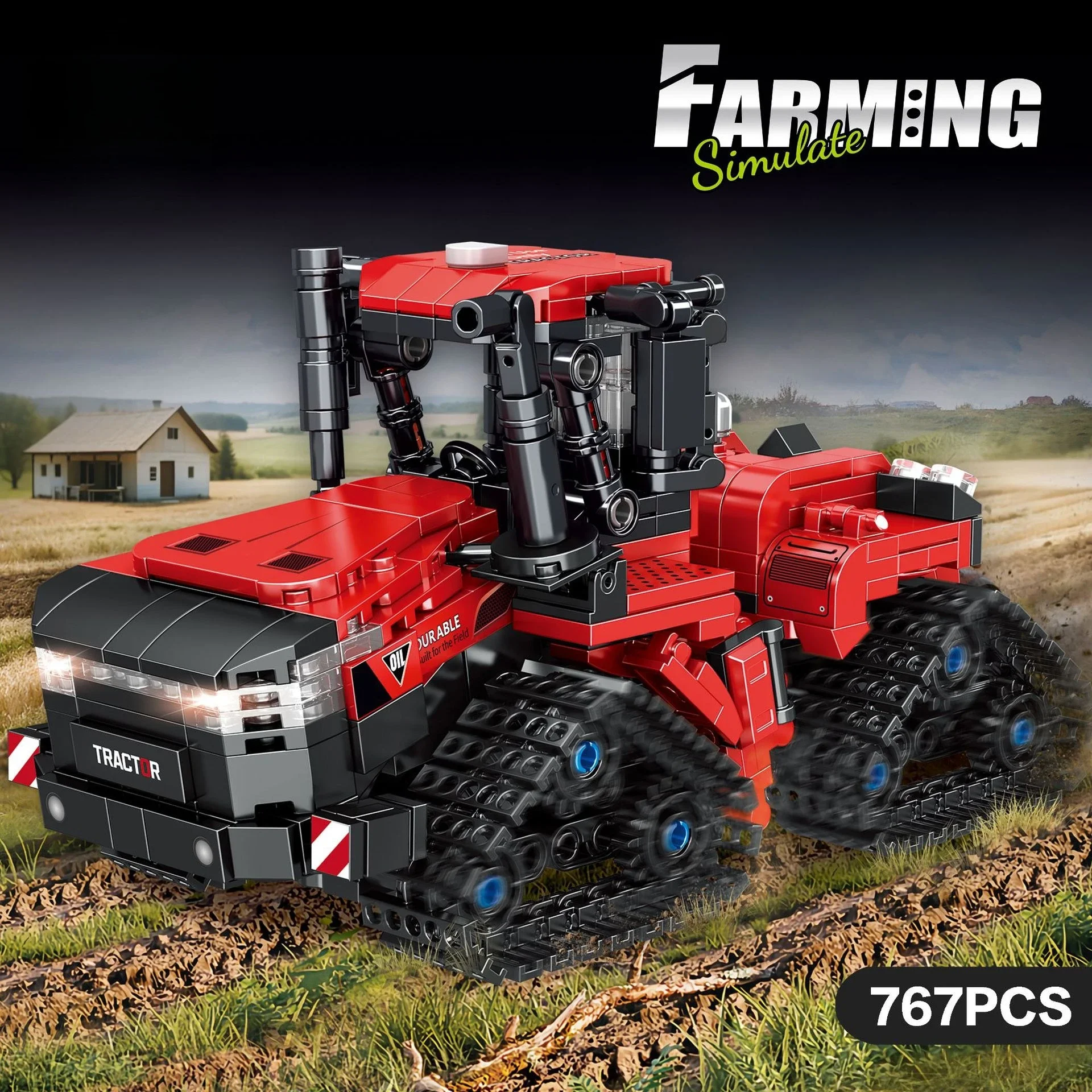القش حصادة جرار لودر أطفال بالريموت كنترول نموذج اللبنات الآلات الزراعية تجميعها الطوب لعبة طفل هدية عيد ميلاد