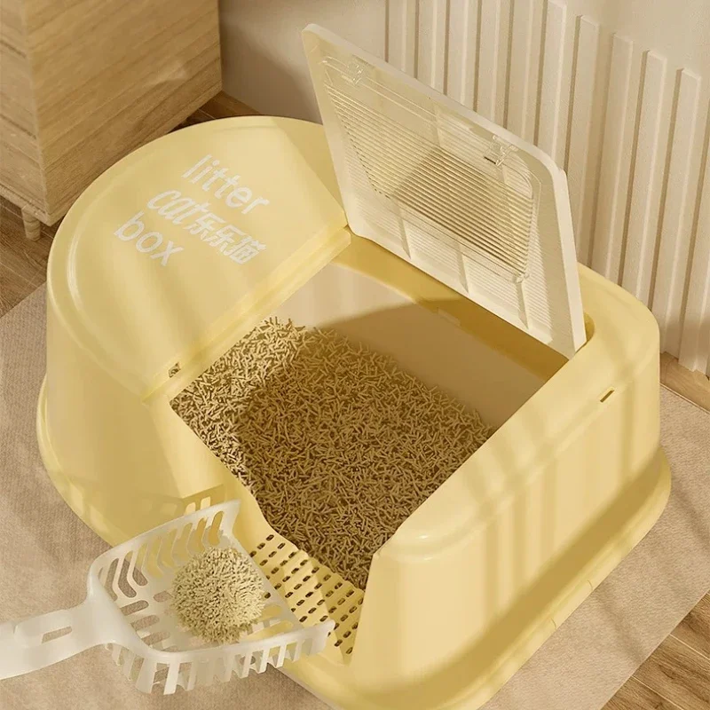 Large Space Totally Closed Cat Litter Box Anti Sand Out Deodorant Cat Toilet Openable For Shovel Ragdoll Kitten Cat Litter Pan