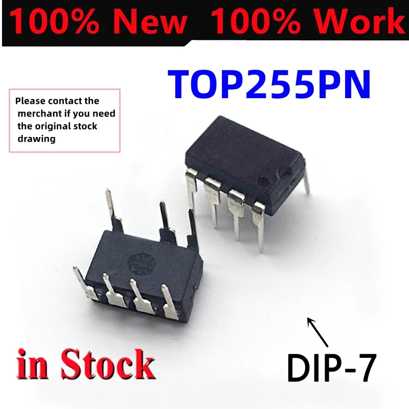 1-20PCS 100% Original TOP255PN DIP-7 TOP255 DIP7 255PN optocoupler 255 DIP SOP New IC chip in Stock