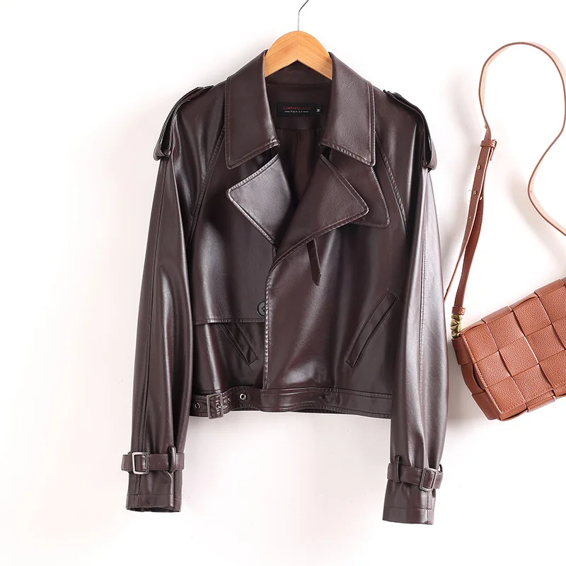 2026 Новая модная короткая кожаная куртка, женское пальто из искусственной кожи, весенне-осенний повседневный топ с отложным воротником, женская уличная одежда, свободная верхняя одежда