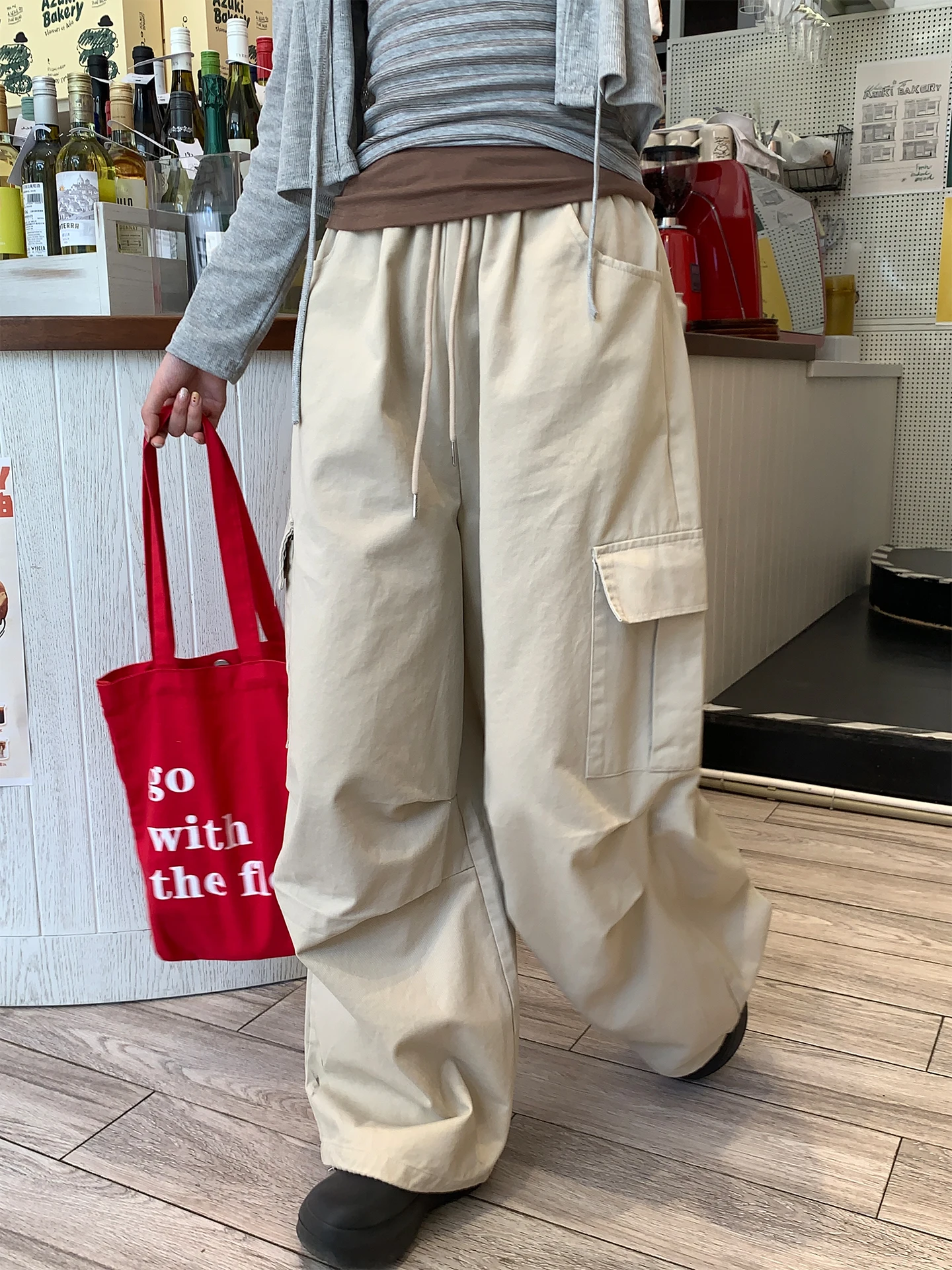 

Женские брюки-карго с высокой талией и множеством карманов, корейский стиль, модные рабочие брюки, новинка весеннего сезона