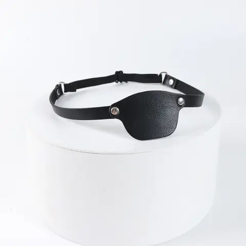 Steampunk Leather Eye Patch for Adults Black Adjustable Strap Gothic Cosplay Pirate Costume Accessory