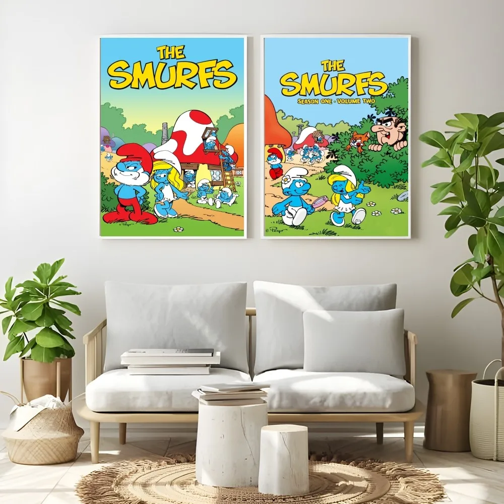 Cartoon The S-Smurfs-S Anime Blue Cute Poster Prints Perfect Design Nordic Modern Home Decor Gift