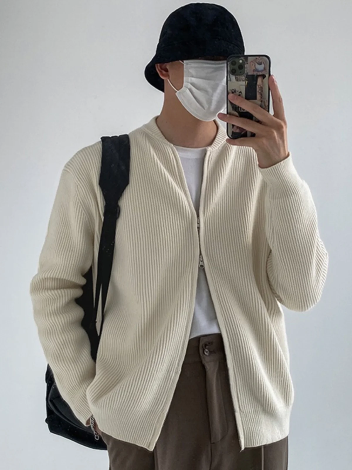 

Loose Men's Knitted Jaet Pure Color Spring Autumn Japanese SleLazy Sle INS Hong Kong Sle Soft Sweater Top