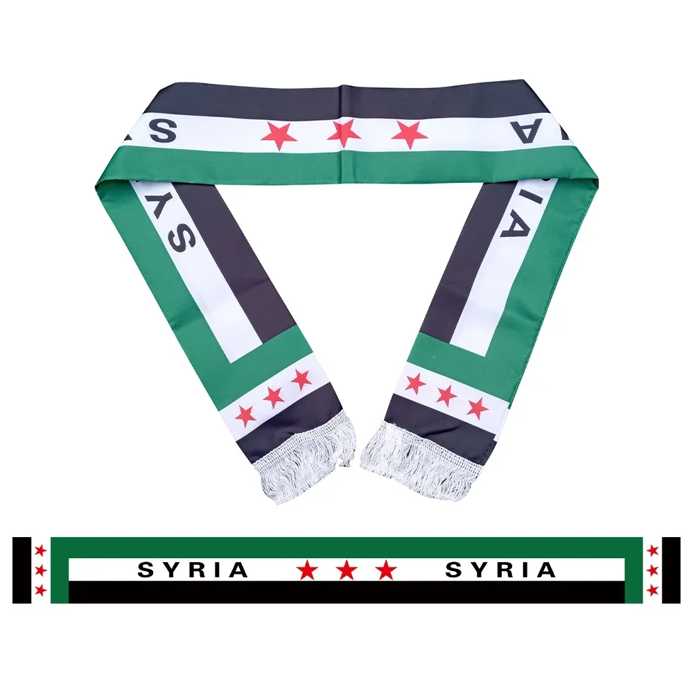 Syria Scarf 14*135cm The Syrian Arab Republic Syrian Three Star Scarf Banner For Event Decoration