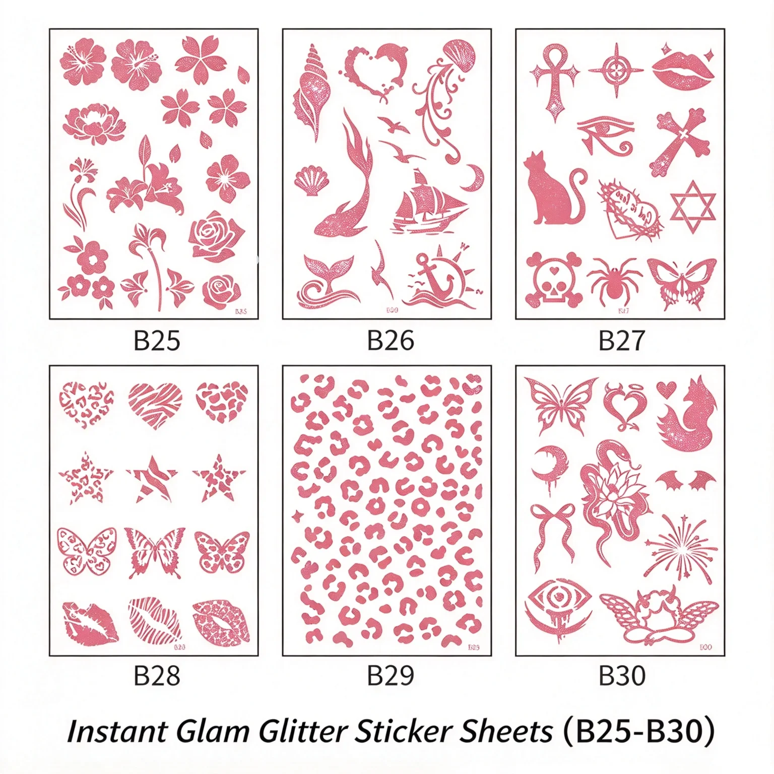 Glitter Tattoo Stickers Set DIY Creative Makeup Multiple Patterns Party Festival Body Art Face Stickers No Glitter Included