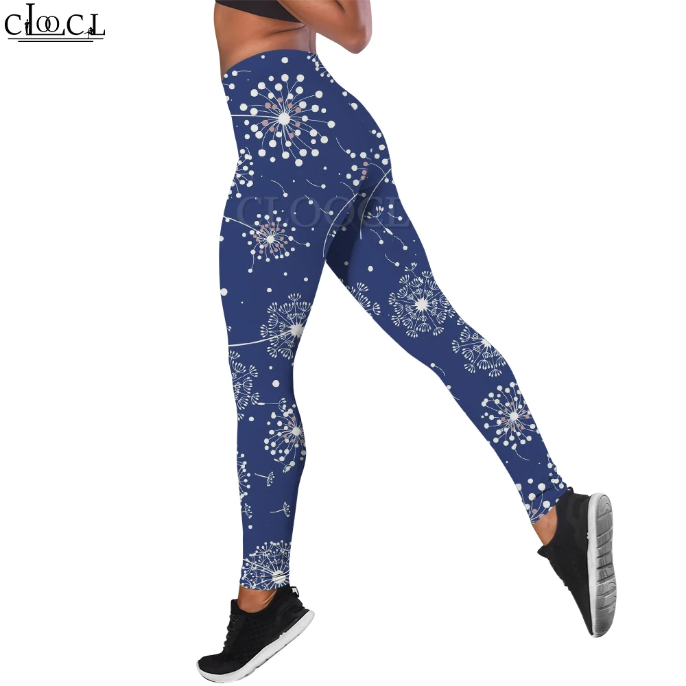 

CLOOCL Leggings Women Yoga Clothing Simple Dandelion Flower Printing Casual Leggings High Waist Workout Sports Running Trousers