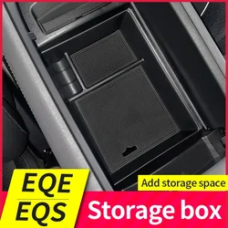 Car Organizer Box for Mercedes Benz AMG EQS SUV EQE 350 450+ 2022 2023 Armrest Storage Center Console Sundries Tray Accessories