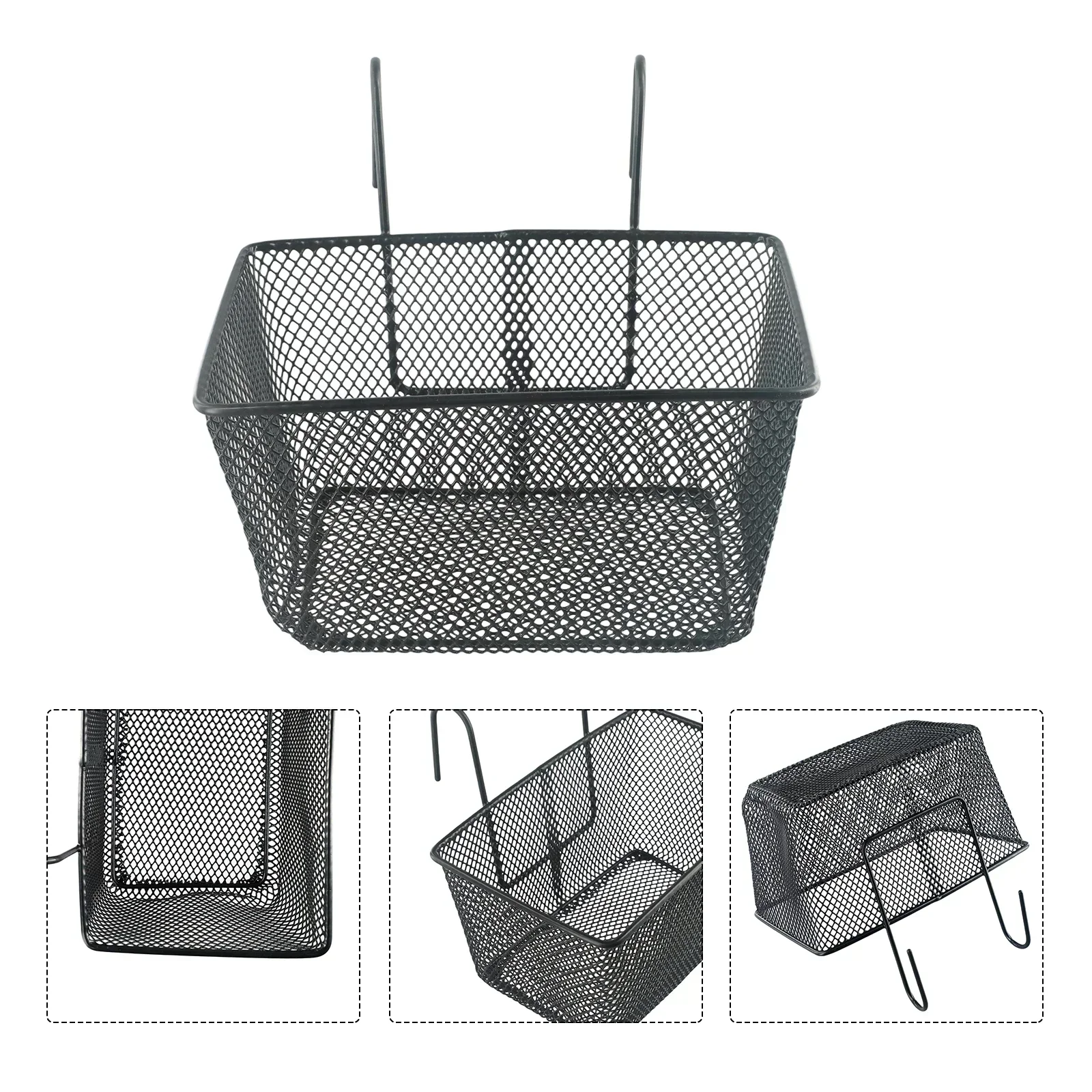 1pc E-bike Metal Mesh Bike Basket Front Handlebar Shopping Storage Kids 25x17x15CM E-Scooter Bicycle Front Handlebar Basket