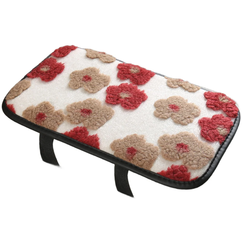 Floral Design Car Accessory Decorative Ornament Non-Slip Armrest Pad Winter Car Armrest Cover Silicone Grip Backing
