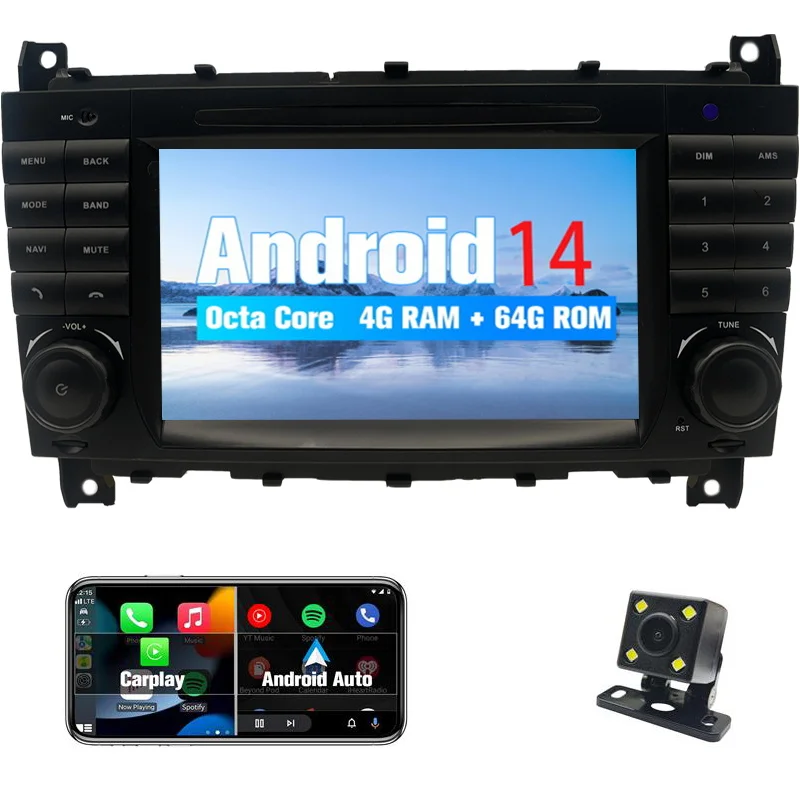 

Android car radio for Mercedes Benz C-Class W203 2004-2007 stereo screen Carplay Android Auto Bluetooth GPS Navigation FM radio