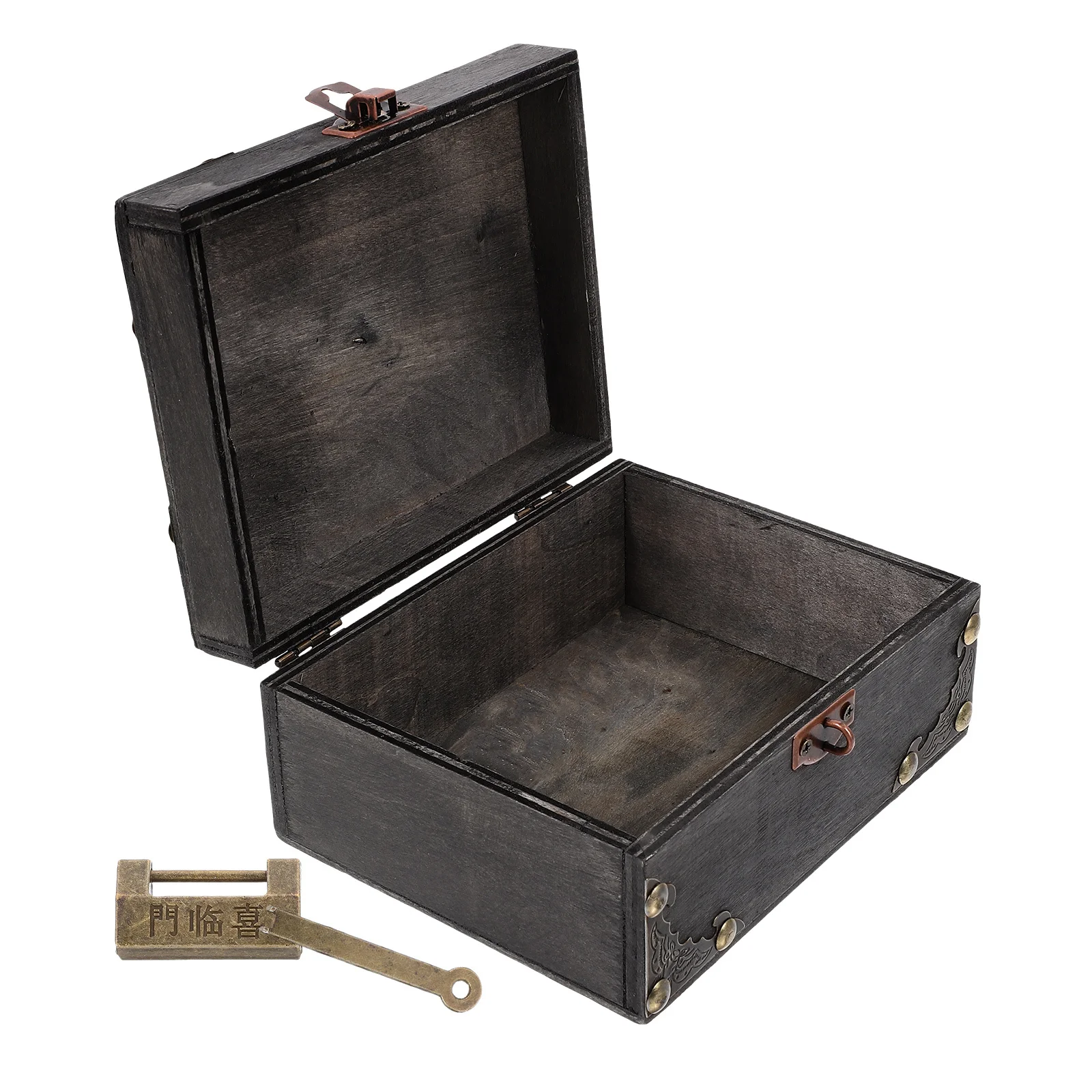 

Retro Vintage Wood Box Small Padlock Jewelry Storage Case Keepsake Treasure Chest Unique Design Secure Organizer