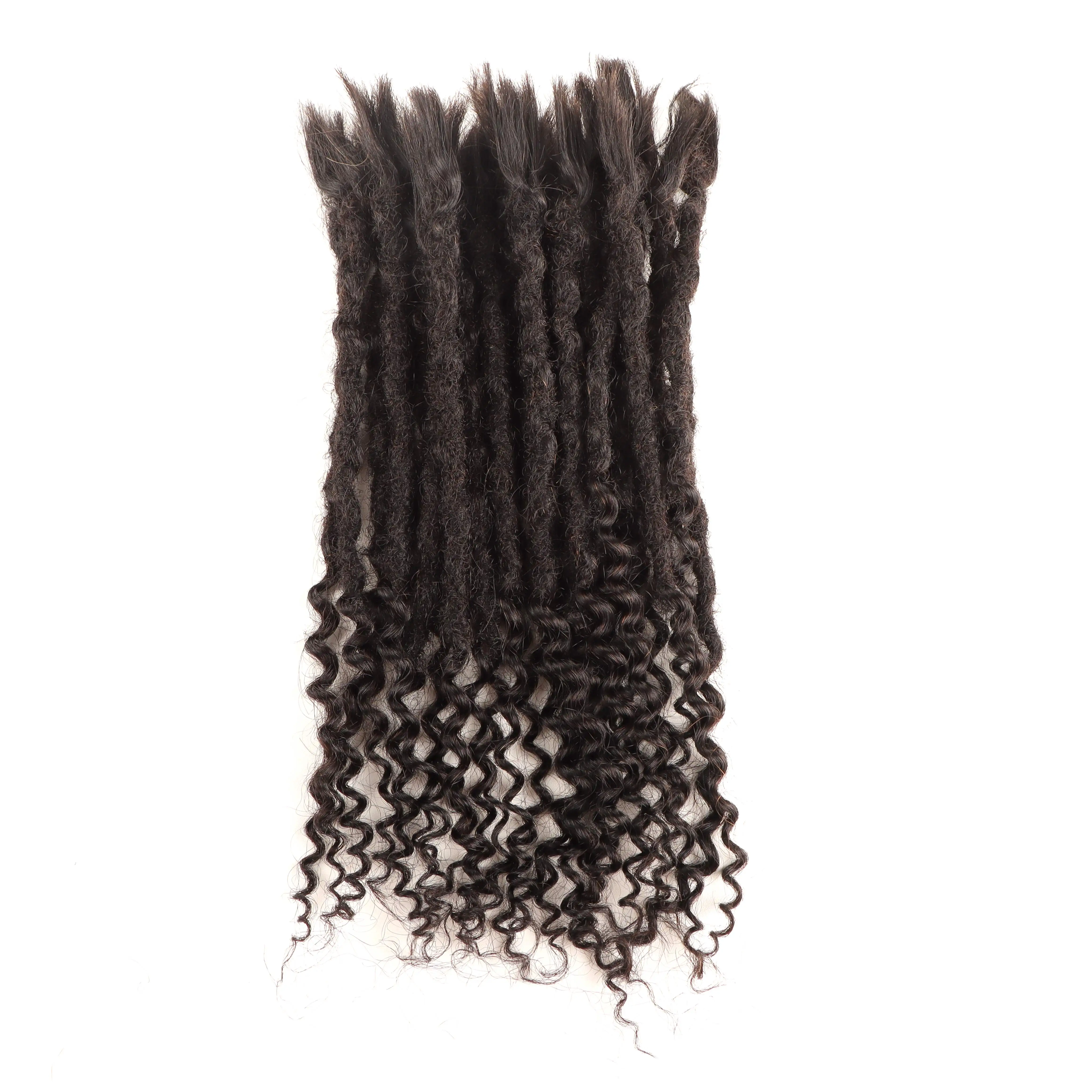 AHVAST human hair 0.6cm deep goddess locs hair extension natural color wholesale 20 strands per pack crochet locs