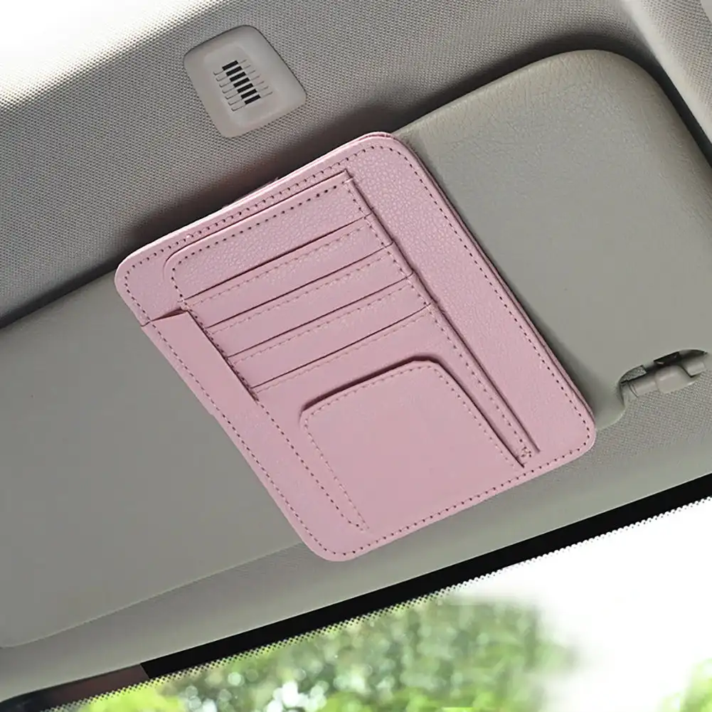 Car Sun Visor Organizer Multi-Pocket Auto Interior Accessories Pocket Organizer Car Document Storage Pouch Sunglasses Pen Holder