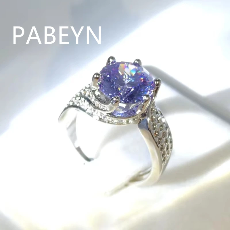925 Sterling Silver Fashion Bird's Nest Cut Purple Zircon Ring, Women's Engagement Commemorative Party Jewelry