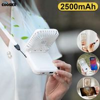 Mini Folding Hanging Neck Fan Portable Foldable Fan 2500mAh Rechargeable Handheld Fans with Power Bank and Mirror Phone Holder