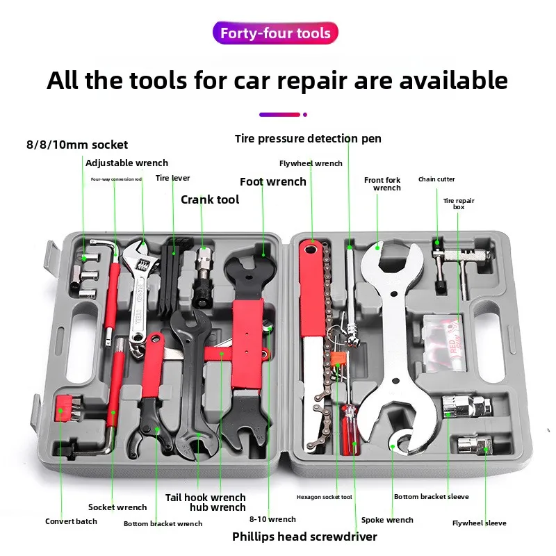 Bicycle Tool Multifunction Repair Full-Set Heavy-Duty Bike Maintenance Tool Kit FZ044 304 Stainless Steel