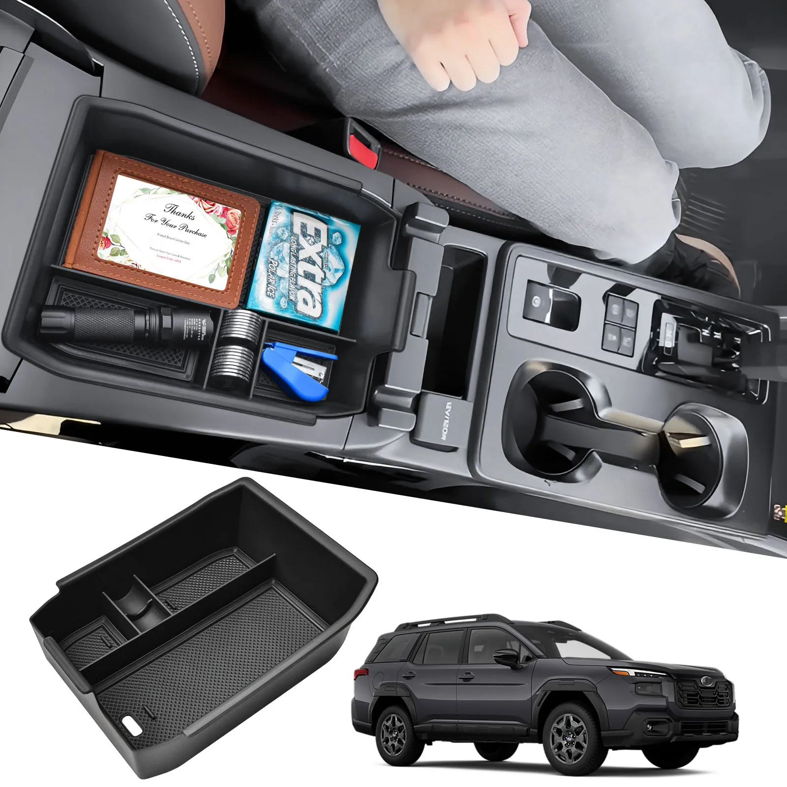 

Органайзер-лоток для центральной консоли Subaru Outback 2026 года, ящик для хранения в подлокотнике, дополнительный держатель для телефона, органайзер-бокс для хранения