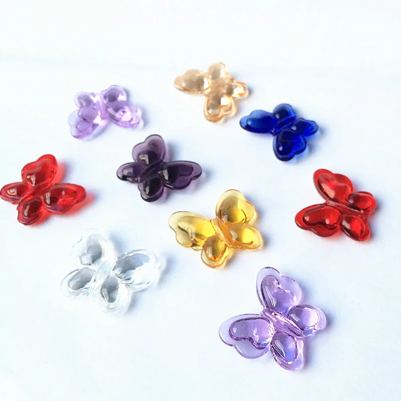 Hot Selling 28*35mm 5pcs/lot Beautiful Butterfly Shape Crystal Glass Ornament Straight Hole For Wedding Party Home Deocaration