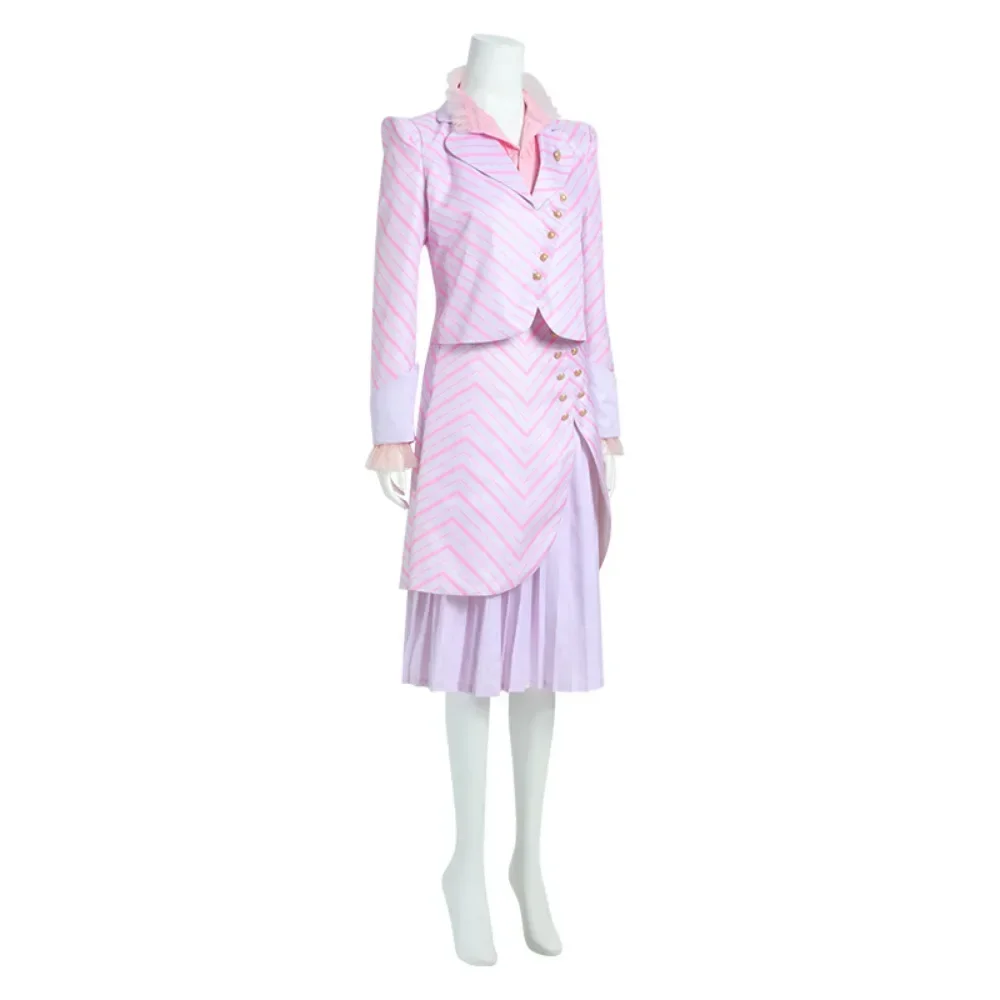Movie Wicked Cosplay Costume Full Sets Pink Coat Skirt Uniform for Women Halloween Carnival Party Performance Clothes Roleplay