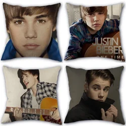 45X45cm Pillow Cover Justin Bieber Square Zipper Cotton Linen Pillow Cases Bedroom Home Decorative Pillowcase 0331