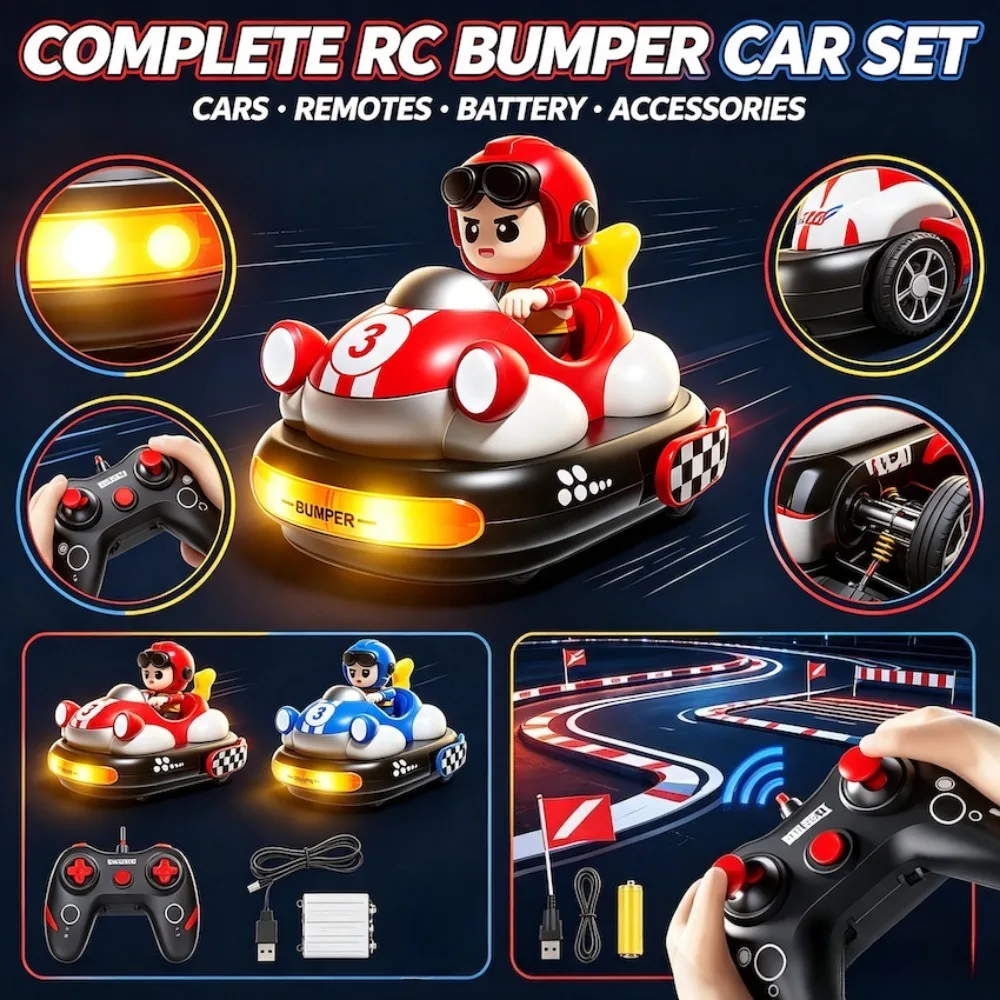 Two-Player Battle Cartoon Remote Control Bumper Car Gesture Mini Ejection Drift Kart with Music Light Toy Perfect Birthday Gift view 3