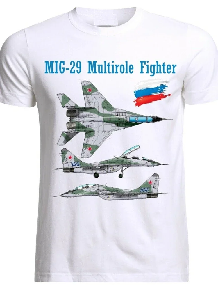 MIG 29 Air Fighter Aircraft Jet Flugzeug Blueprint USSR Russia Men T-Shirt Short Sleeve Casual Customized Products