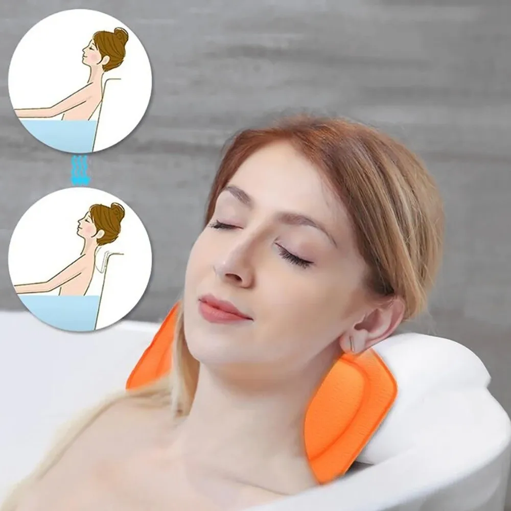 New PVC Neck Bathtub Cushion Soft with Suction Cup Bath Headrest 21*31cm Neck Support Bathroom Supplies Body Relaxation