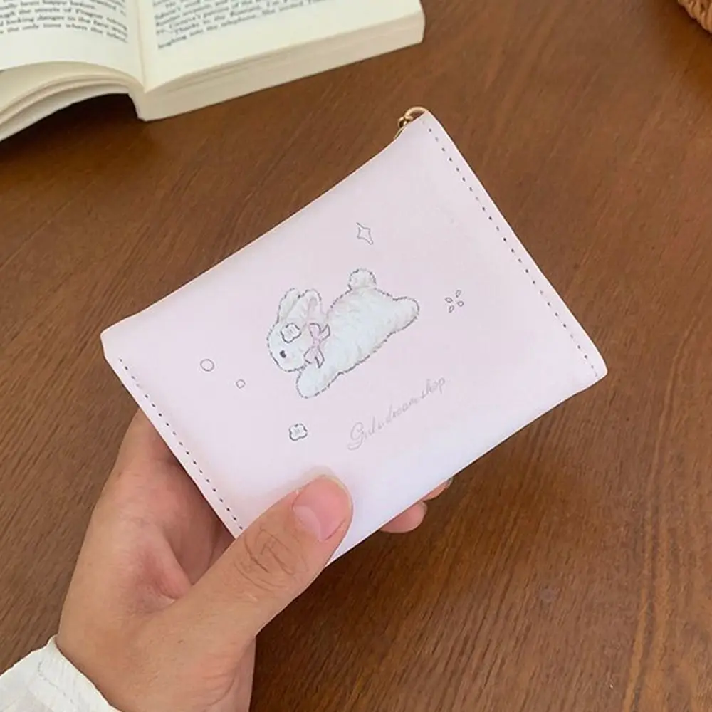 Dompet Koin Gambar Kelinci Lucu Tas Uang Tempat Kartu Tahan Air Kulit PU