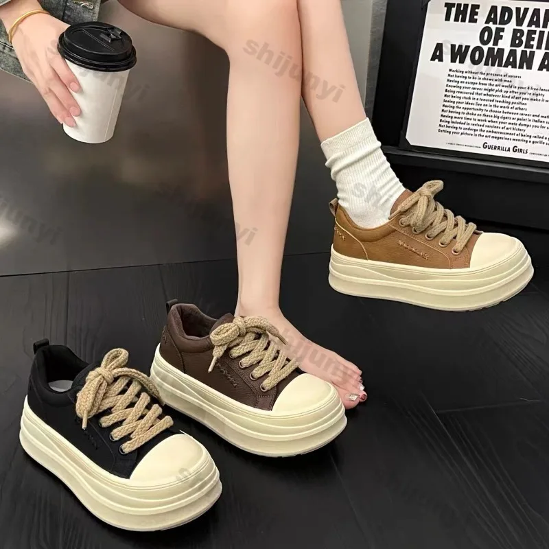 

Women's Platform Height Increase Shoes 2026 Spring Autumn New Comfortable Flat Sneakers Non Slip Wear Resistant Casual Shoes