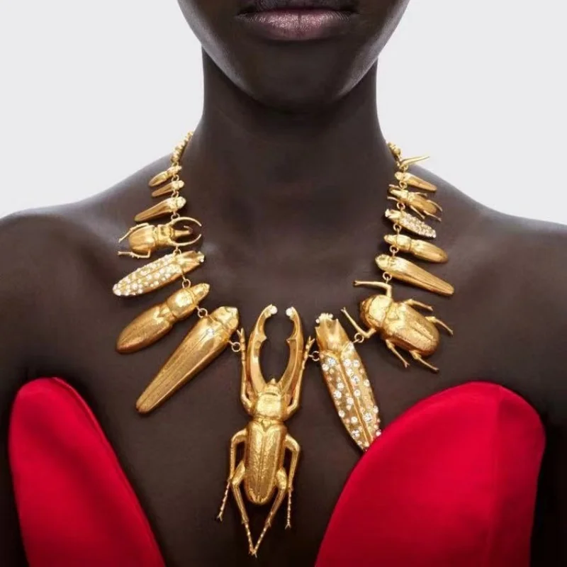 

European and American 2025 new Exaggerated ultra-heavyweight Insect series brass necklace