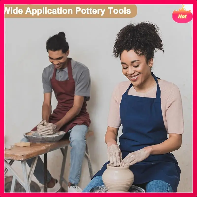 

43Pcs Pottery Tools Set Clay Sculpting Trimming Kit, Modeling Carving Shaping Tool With Smooth Wooden Handles Durable