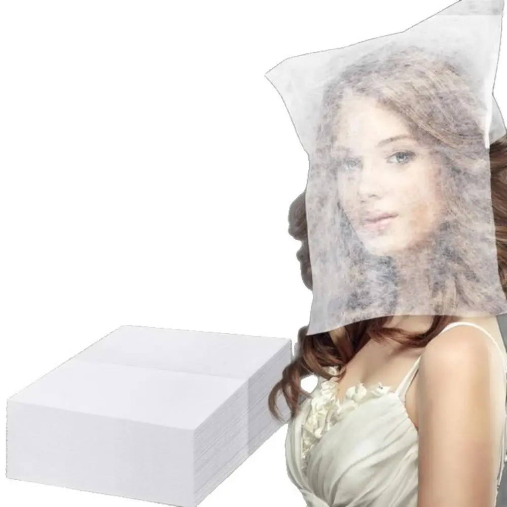 100-個使い捨てフェイスメイクプロテクターフード不織布ソフトメイクプロテクターフード通気性無臭メイク服プロテクター