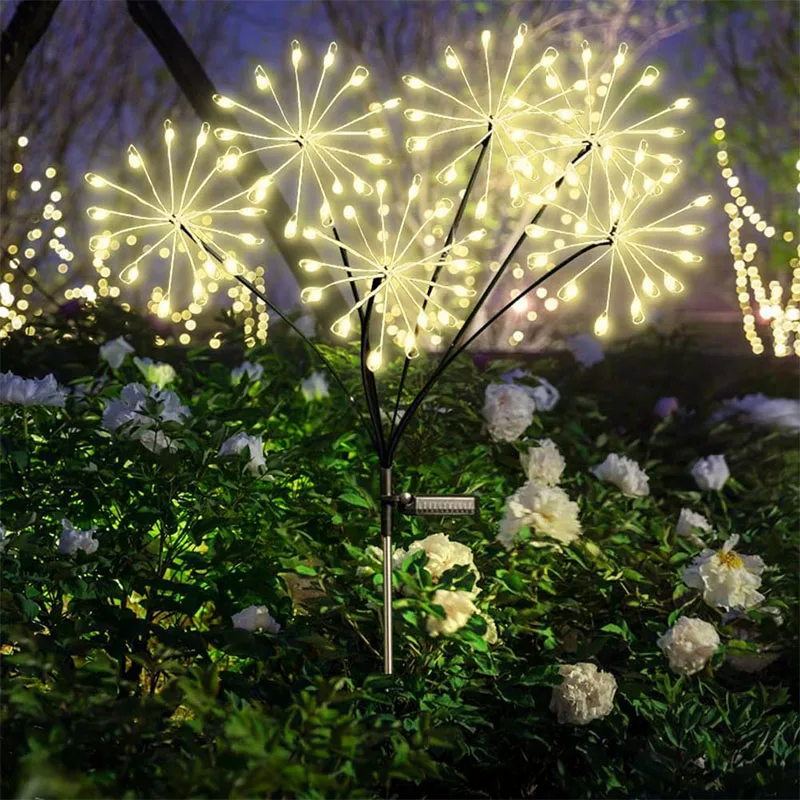 Solar LED Small Firework Fairy Light Outdoor Garden Lawn Light  Waterproof for Pathway Yard Patio Landscape Decor Lighting