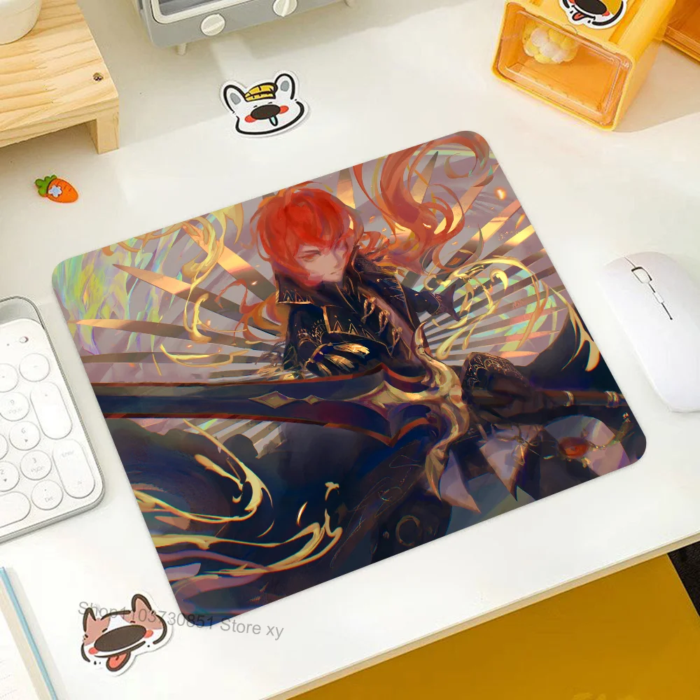 

Diluc Ragnvindr Genshin Impact Mousepad RGB Small Size Gaming Mouse Pad With LED Light Desk Mat Super Smooth Non-slip Rubber