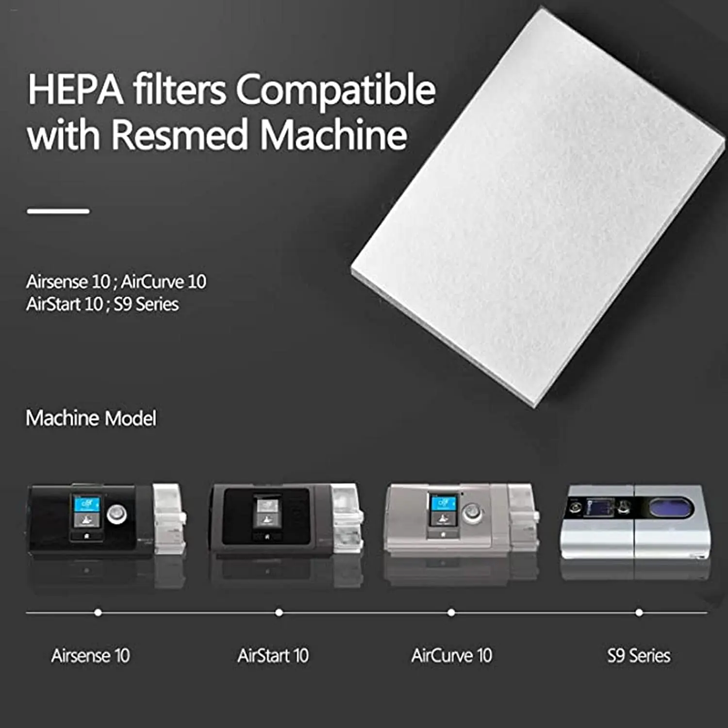 Imagem -06 - Filtro de Espuma Cpap Universal para Resmed Airsense Série 10-s9-airstart Suprimentos de Filtros Descartáveis Premium Philips Respironics