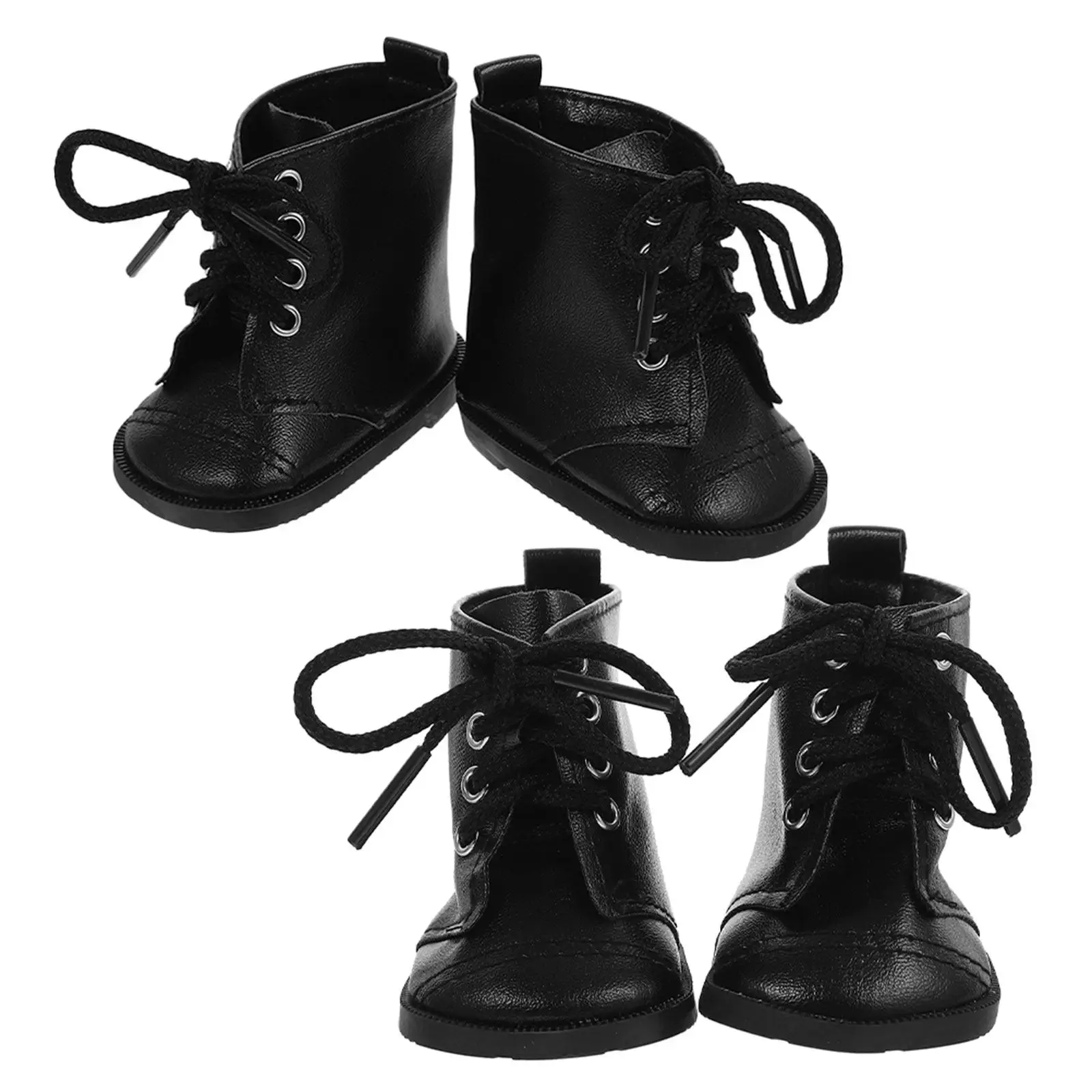

2Pairs Girl Boots 18 Inch PU Fashion Dress Up Shoes Footwear Accessories for Dollhouse PU Footwear