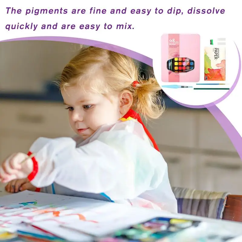 Aquarell-Farbsets für Anfänger, 48 Farben, Pastellfarben-Set, Skizzierpalette, Reise-Kunst-Set, Malzubehör für Erwachsene