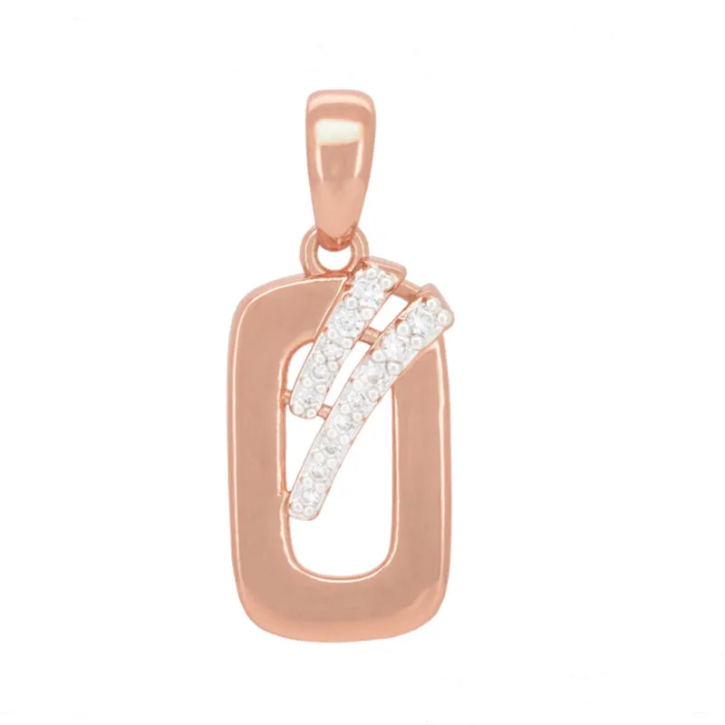 FJ Women 585 Rose Gold Color Square With White Crystal Pendant Necklace New image 2