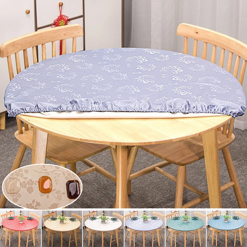 

New Universal Round Fitted Tablecloth Waterproof Elastic Edges All Weather Table Cover for Indoor Outdoor Picnic Wedding Party