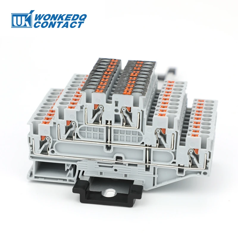 5 szt. Złączka listwowa na szynę DIN PT2.5-3L-PV z łącznikiem ekwipotencjalnym, 3-poziomowa złączka elektryczna PT 2.5 mm² PT 2.5-3L-PV