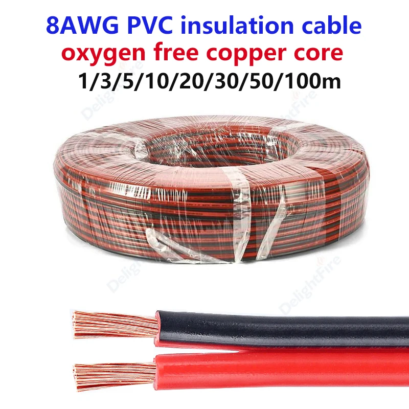 8AWG Pure Copper Zip Cord Cable Red Black Electrical Wires for RV Car Stereo Amplifier Remote Auto Trailer Harness Hookup Wiring