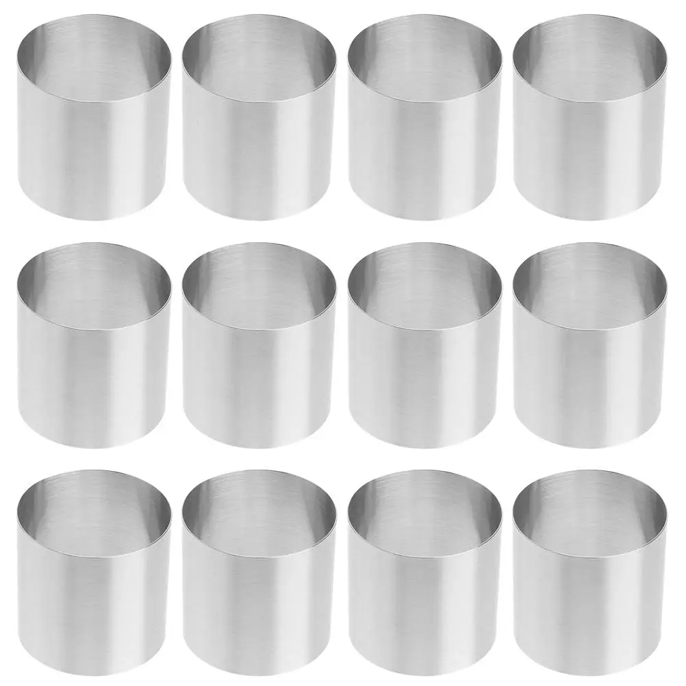 

12 Pcs Mini Round Stainless Steel Cake Mold Mousse Ring 5x5x5cm Baking Tools DIY Making Non Stick Easy Clean Home Bakeware