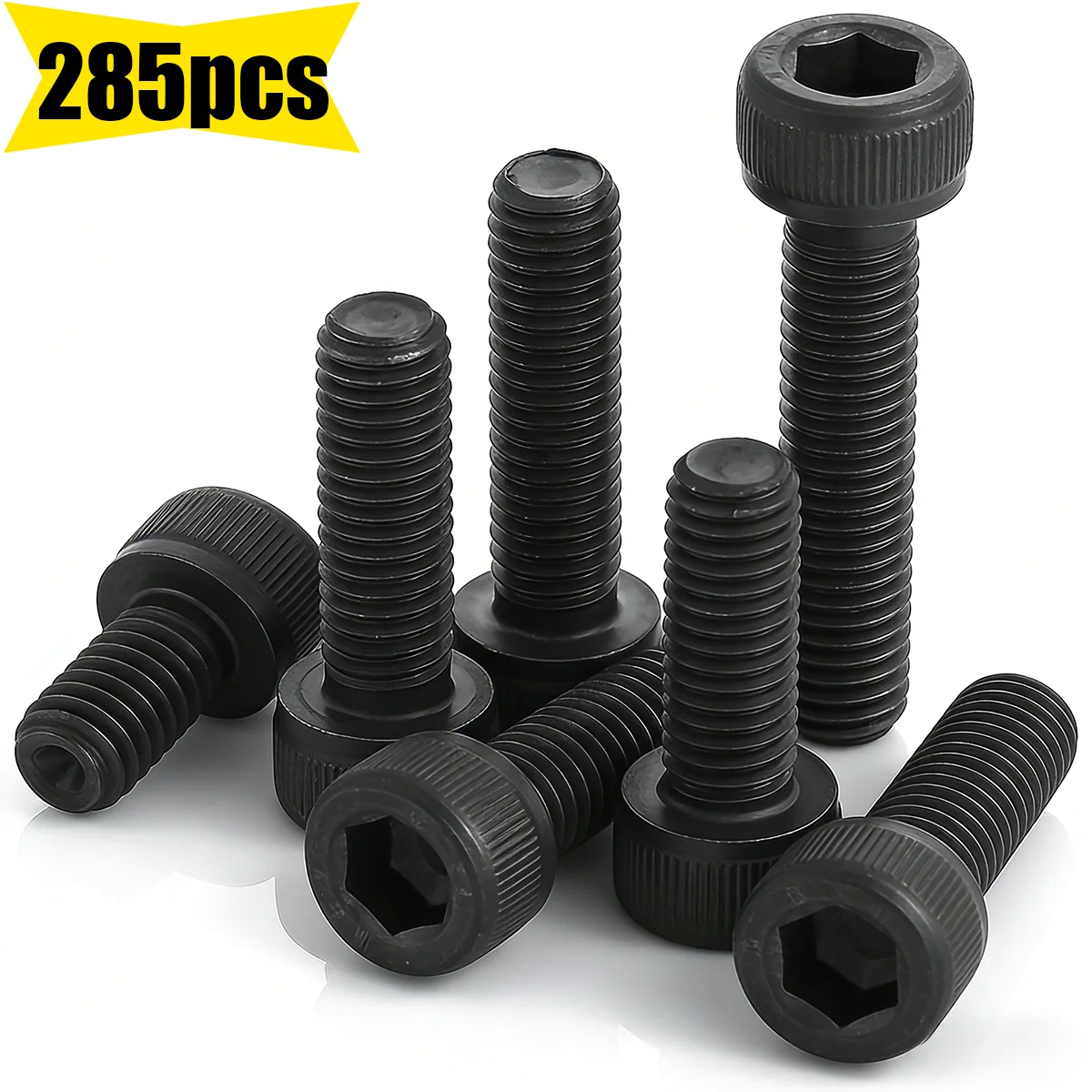 285 Stück - M3 Innensechskantschrauben, Zylinderkopfschrauben, 12.9er Gütelegierung Stahl M3/4mm-25mm Schwarze Innensechskantschrauben und Muttern.