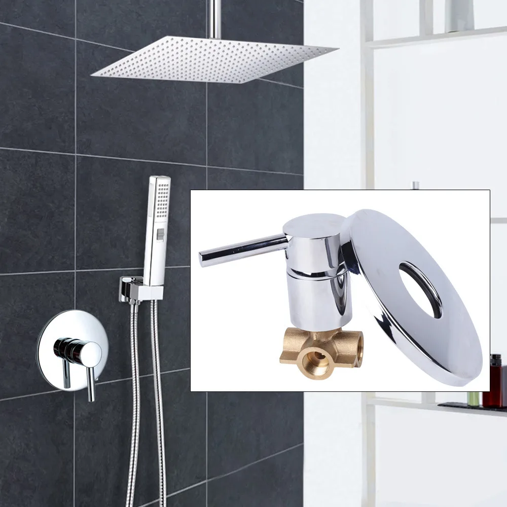 Bathroom Sliver Thermostatic Mixing Valve Control Shower Faucet 80°C Chrome Brass Wall Mounted Anti-pressure and Anti-explosion