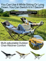 Portable Folding Chair Folding Recliner Curved Headrest Comfort Experience Easy Storage Lunch Foldable Recliner With Leg Rests 2